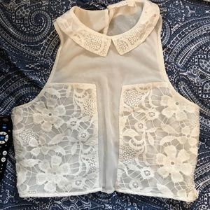 White lace crop top